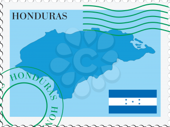 Image of stamp with map and flag of Honduras