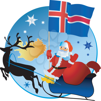 Santa Claus with flag of Iceland