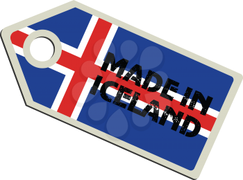 vector illustration of label with flag of Iceland