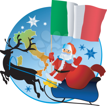 Santa Claus with flag of Italy