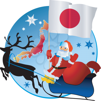 Santa Claus with flag of Japan