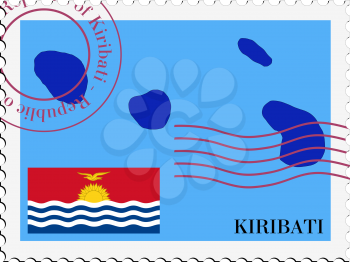 Image of stamp with map and flag of Kiribati