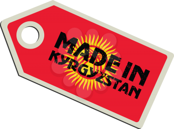 vector illustration of label with flag of Kyrgyzstan