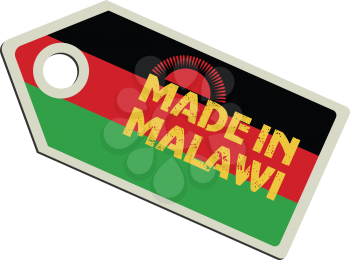 vector illustration of label with flag of Malawi