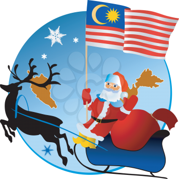 Santa Claus with flag of Malaysia