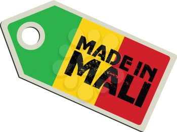 vector illustration of label with flag of Mali