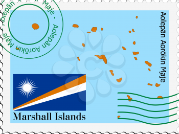 Image of stamp with map and flag of Marshal Islands