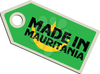 vector illustration of label with flag of Mauritania