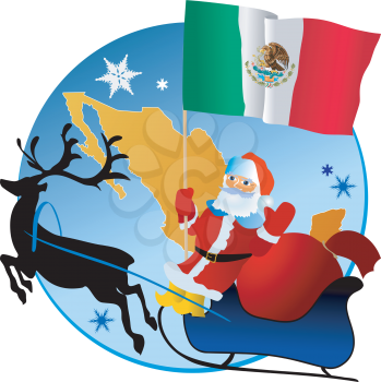 Santa Claus with flag of Mexico