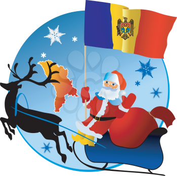 Santa Claus with flag of Moldova