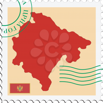 Image of stamp with map and flag of Montenegro