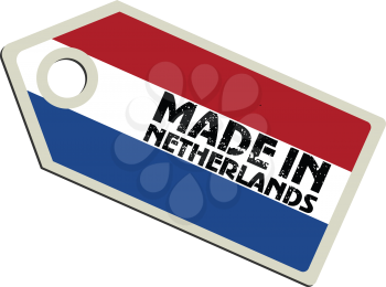 vector illustration of label with flag of Netherlands