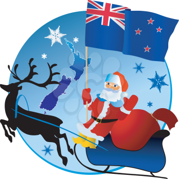 Santa Claus with flag of New Zealand