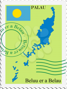 Image of stamp with map and flag of Palau