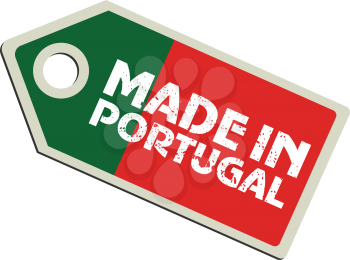 vector illustration of label with flag of Portugal
