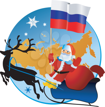 Santa Claus with flag of Russia
