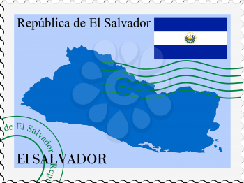 Image of stamp with map and flag of Salvador