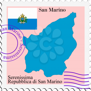 Image of stamp with map and flag of San Marino