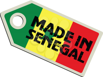 vector illustration of label with flag of Senega
