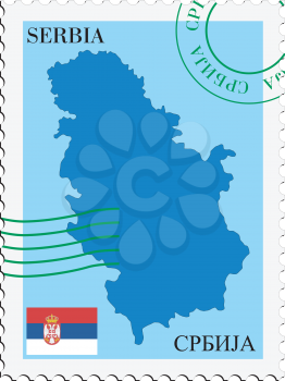 Image of stamp with map and flag of Serbia