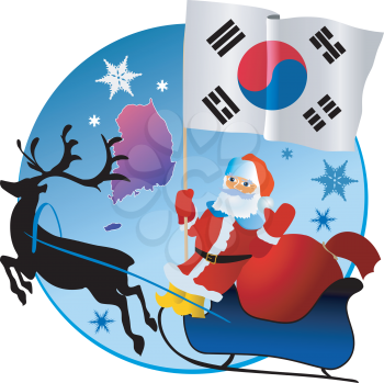 Santa Claus with flag of South Korea