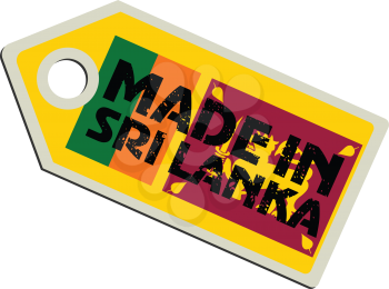 vector illustration of label with flag of Sri Lanka