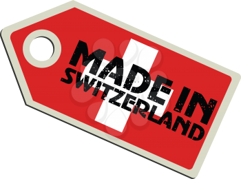 vector illustration of label with flag of Switzerland