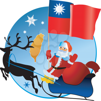 Santa Claus with flag of Taiwan