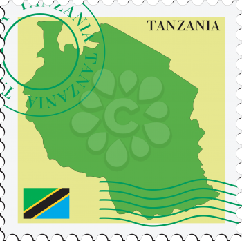 Image of stamp with map and flag of Tanzania