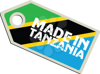 vector illustration of label with flag of Tanzania
