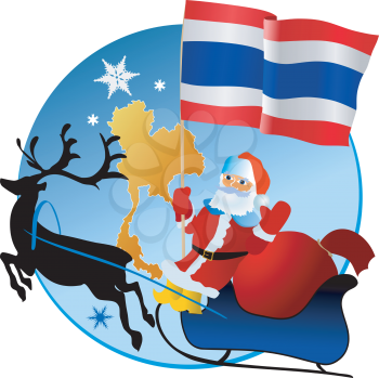 Santa Claus with flag of Thailand