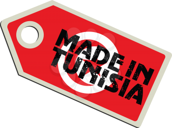 vector illustration of label with flag of Tunisia