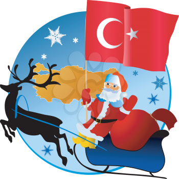 Santa Claus with flag of Turkey