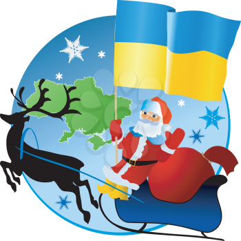 Santa Claus with flag of Ukraine