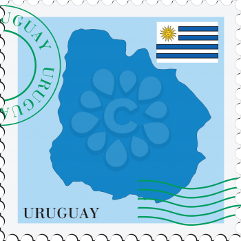 Image of stamp with map and flag of Uruguay