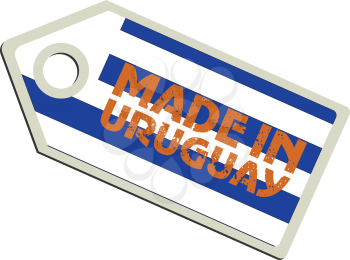 vector illustration of label with flag of Uruguay