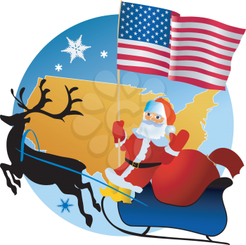 Santa Claus with flag of United States