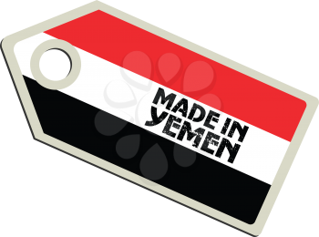 vector illustration of label with flag of Yemen