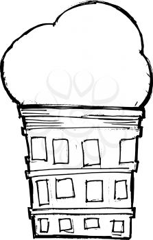 Hand drawn, vector illustration of an ice cream