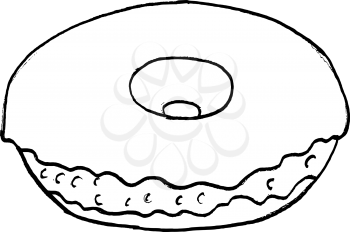 hand drawn, vector illustration of a donut