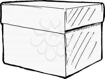 Hand drawn, vector, sketch illustration of box