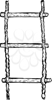hand drawn, vector, sketch illustration of rope-ladder