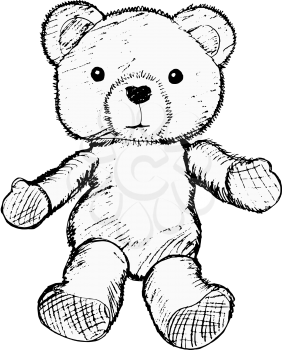 hand drawn, vector, sketch illustration of teddy bear
