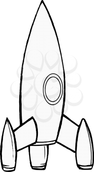 hand drawn, cartoon, vector illustration of toy rocket