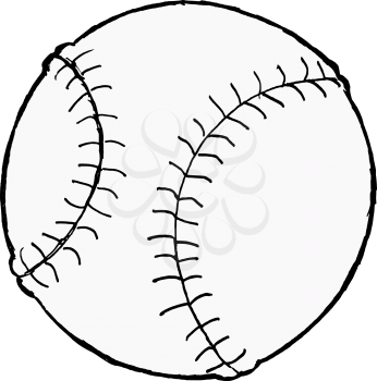 hand drawn, vector, cartoon image of baseball ball