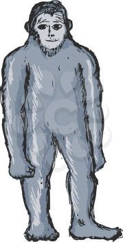 Royalty Free Clipart Image of a Sketch of Bigfoot