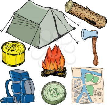 Royalty Free Clipart Image of Camping Elements