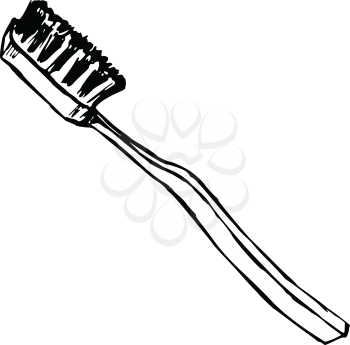 hand drawn, cartoon, sketch illustration of tooth brush