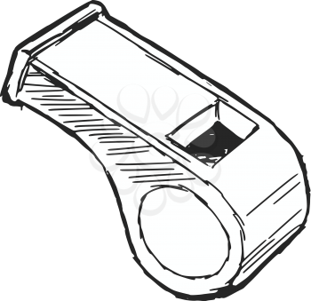 hand drawn, sketch, cartoon illustration of whistle