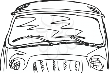 hand drawn, sketch, cartoon illustration of windscreen